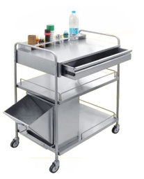 [RAM-130-00] Rex Trolley (Complete stainless steel, 3 shelves, Ø 100 mm)